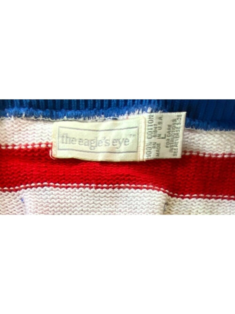The Eagle's Eye Vintage Cardigan Sweater 90's Y2K Red White Blue Color Block - Picture 6 of 7